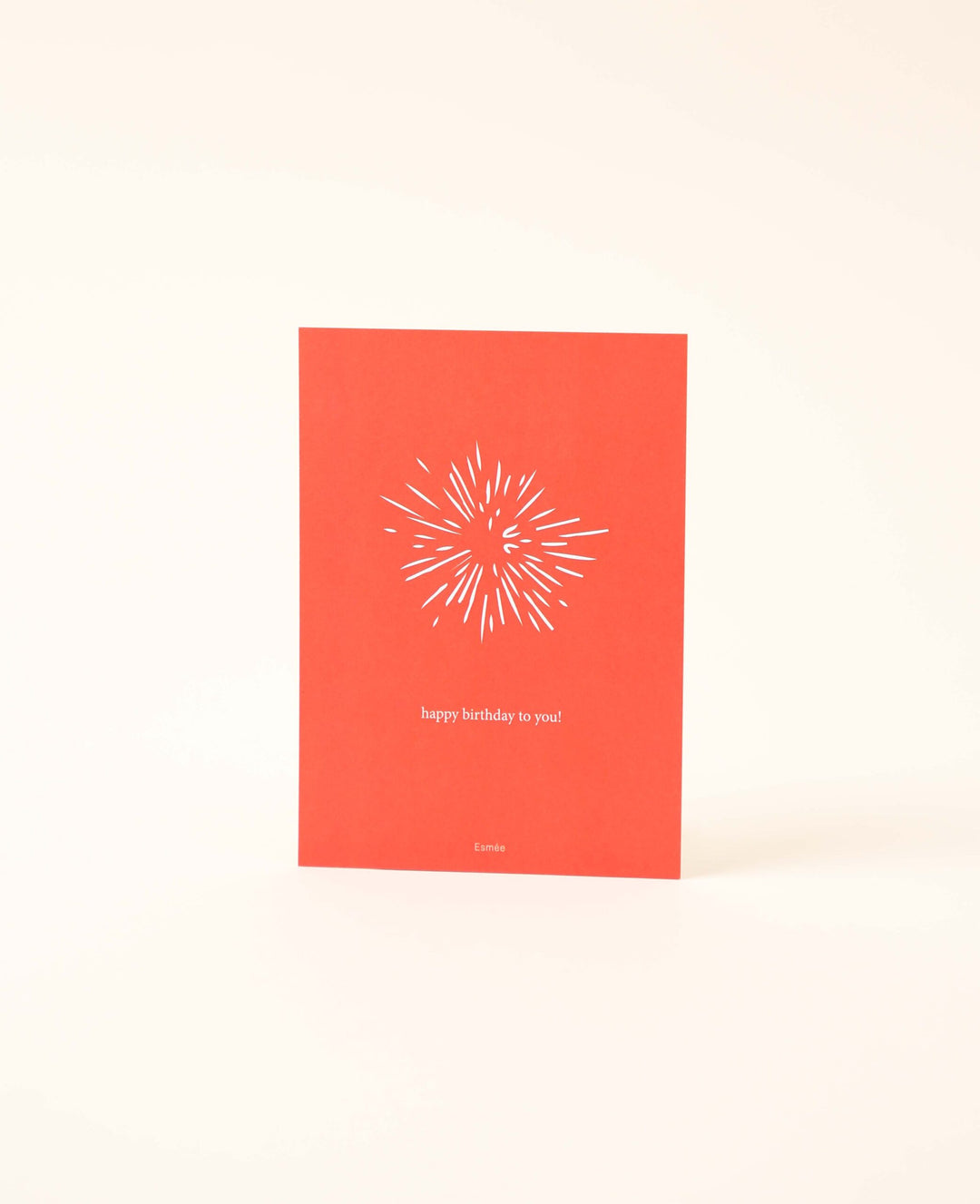 Grusskarte / Postkarte Hochformat "Birthday Bang", 10.5 x 14.8 cm, mit rotem Print und weisser Rückseite