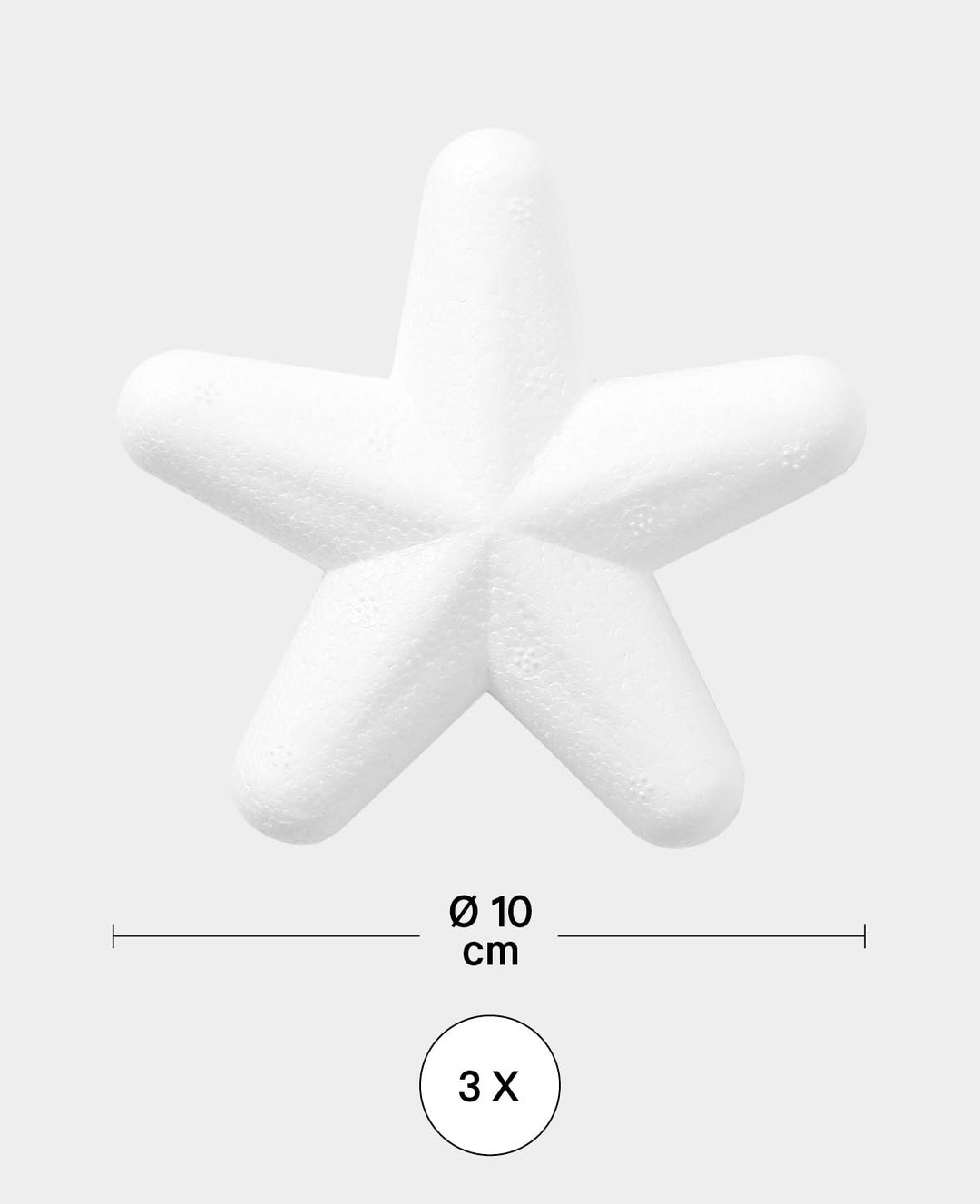 Polystyrene Star, White, ø 10 cm, 3 pcs.