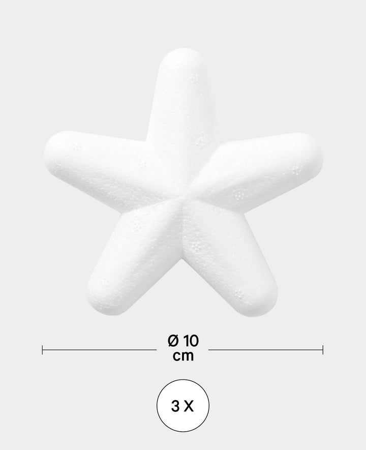 Polystyrene Star, White, ø 10 cm, 3 pcs.