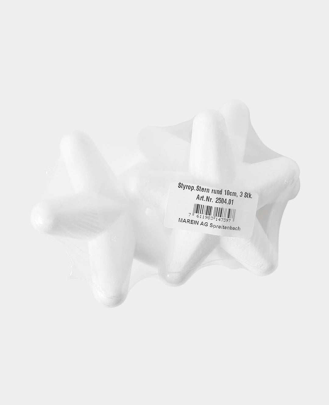 Polystyrene Star, White, ø 10 cm, 3 pcs.