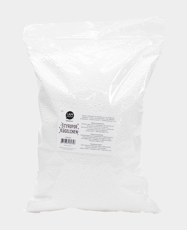 Styrofoam balls, bead size 3 mm, white, 5 liters