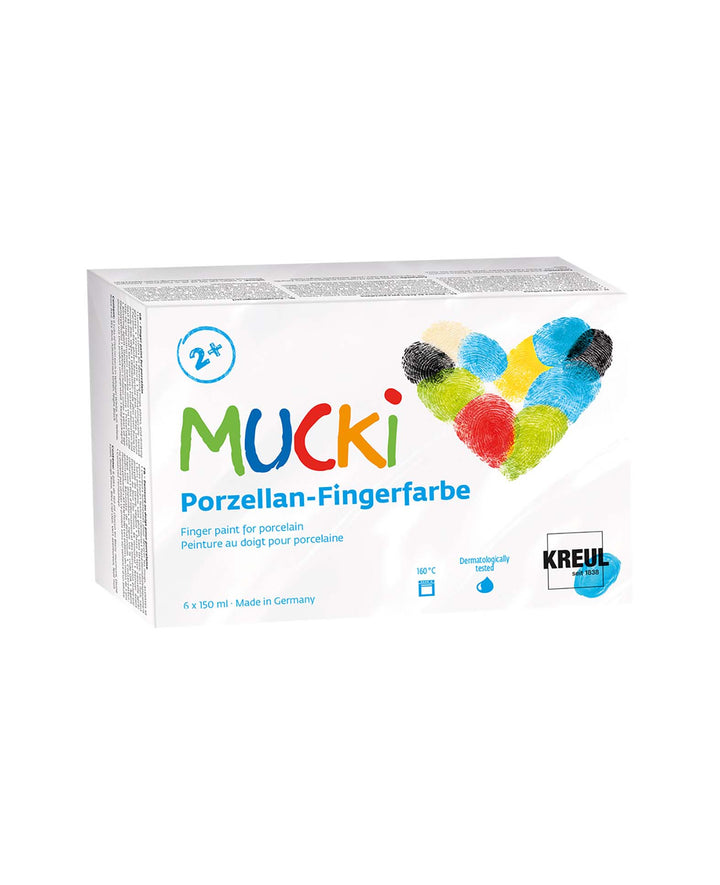 6er Set MUCKI Porzellan-Fingerfarbe, 6 x 150 ml