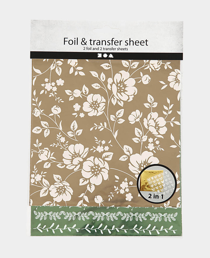 Foil Sticker Transfer, flowers, 2 sheets
