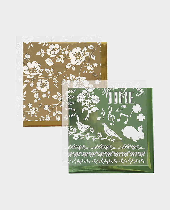 Foil Sticker Transfer, flowers, 2 sheets