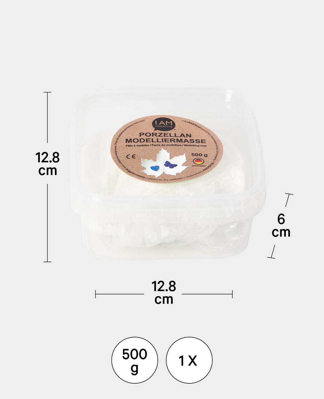 Porcelain Modeling Clay, Modeling Clay, White, 12.8 x 12.8 x 6 cm, 500 g
