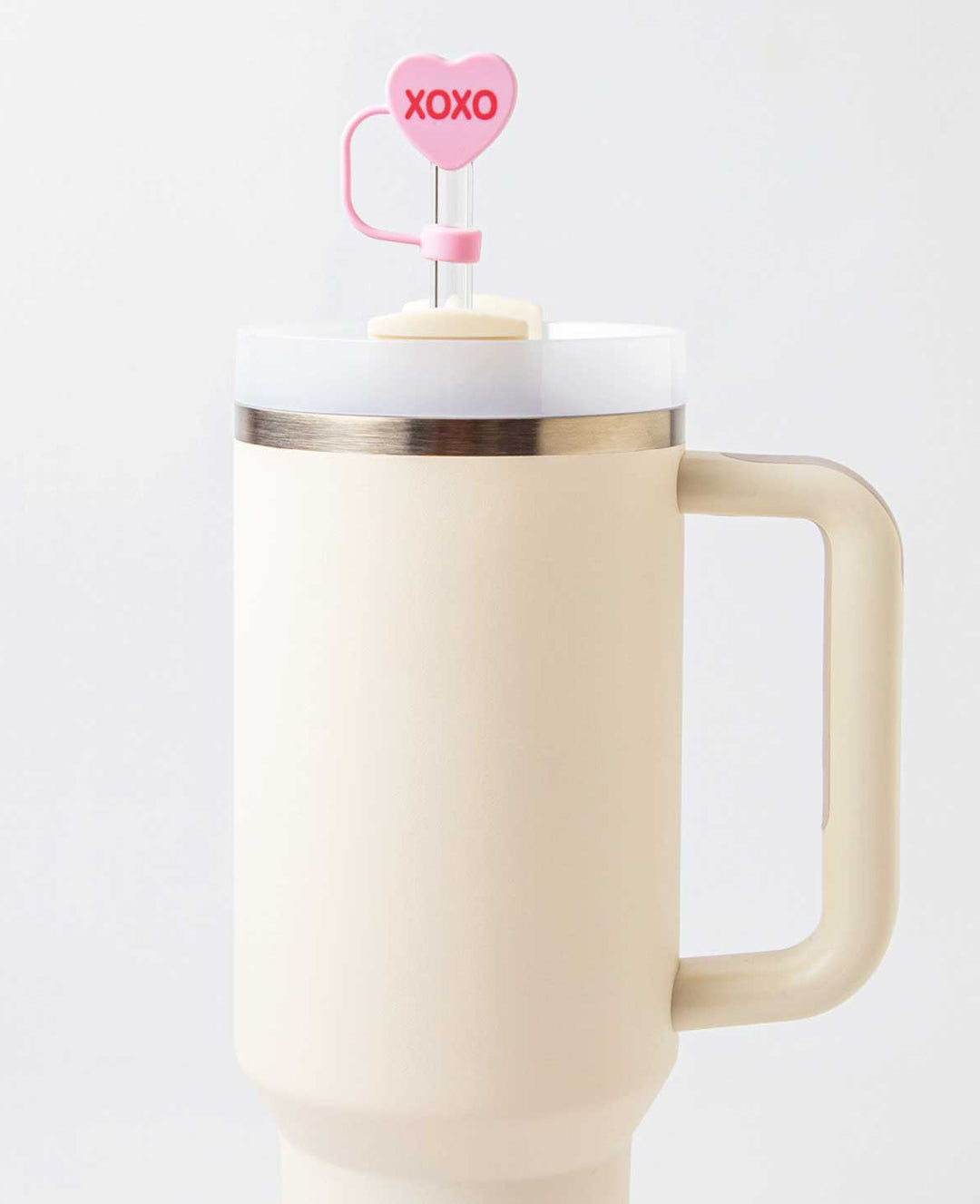 Silicone Straw Cover XOXO - Compatible with Stanley Tumblers, Rose/Pink