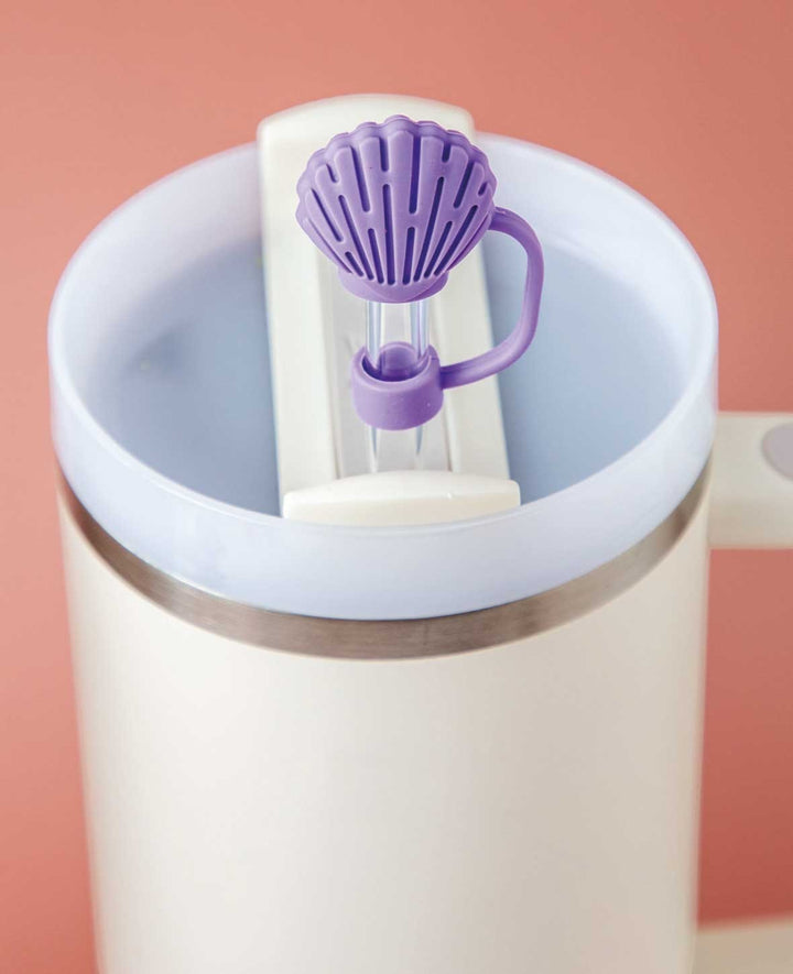 Cache-paille en silicone Coquillage – Compatible avec les tasses Stanley, Violet