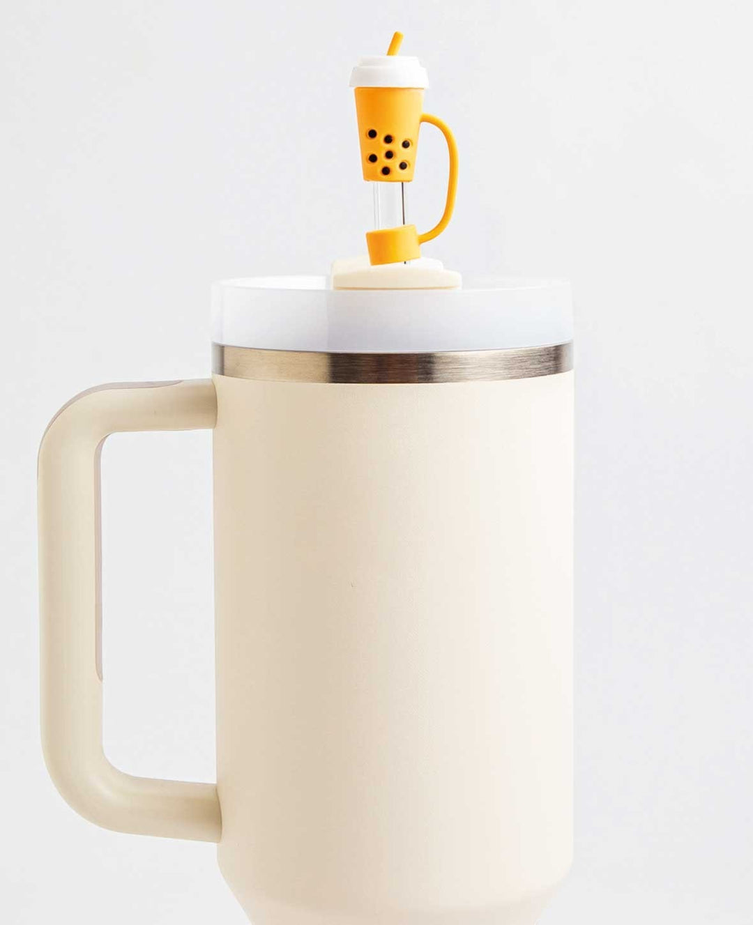 Silicone Straw Cover Coffee – Compatible with Stanley Tumblers, Apricot/White/Black