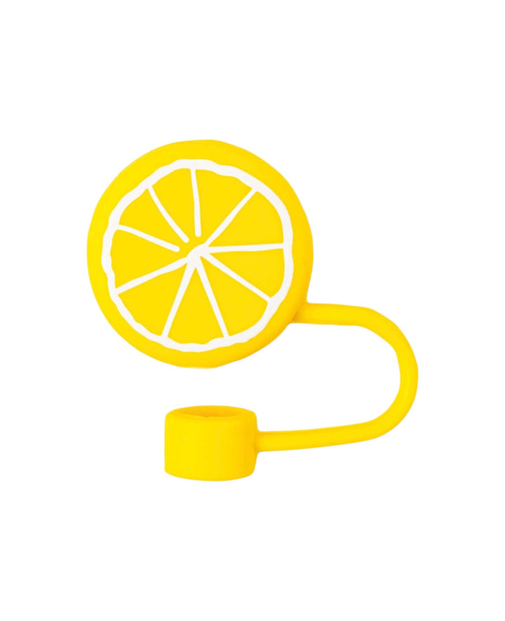 Silicone Straw Cover Lemon – Compatible with Stanley Tumblers, Yellow/White