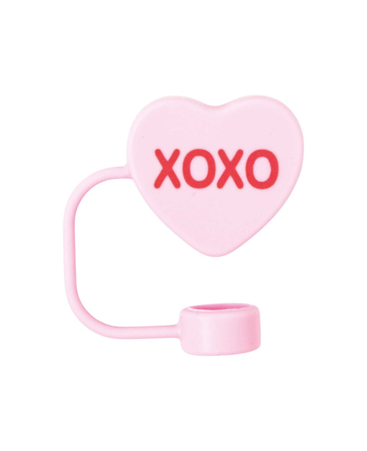 Silicone Straw Cover XOXO - Compatible with Stanley Tumblers, Rose/Pink