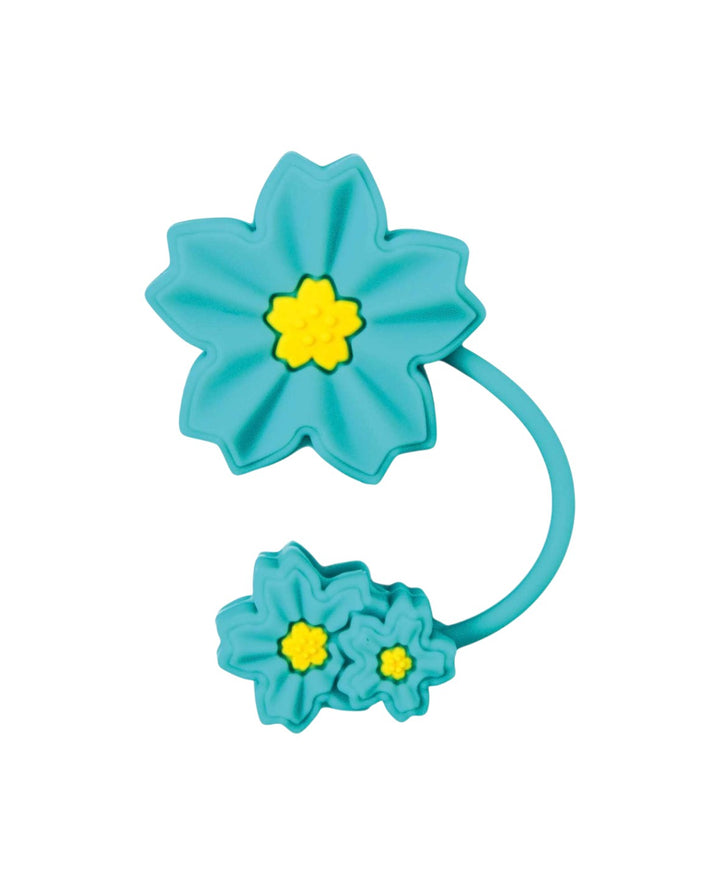 Silicone Straw Cover Flower Turquoise – Compatible with Stanley Tumblers, Turquoise/Yellow