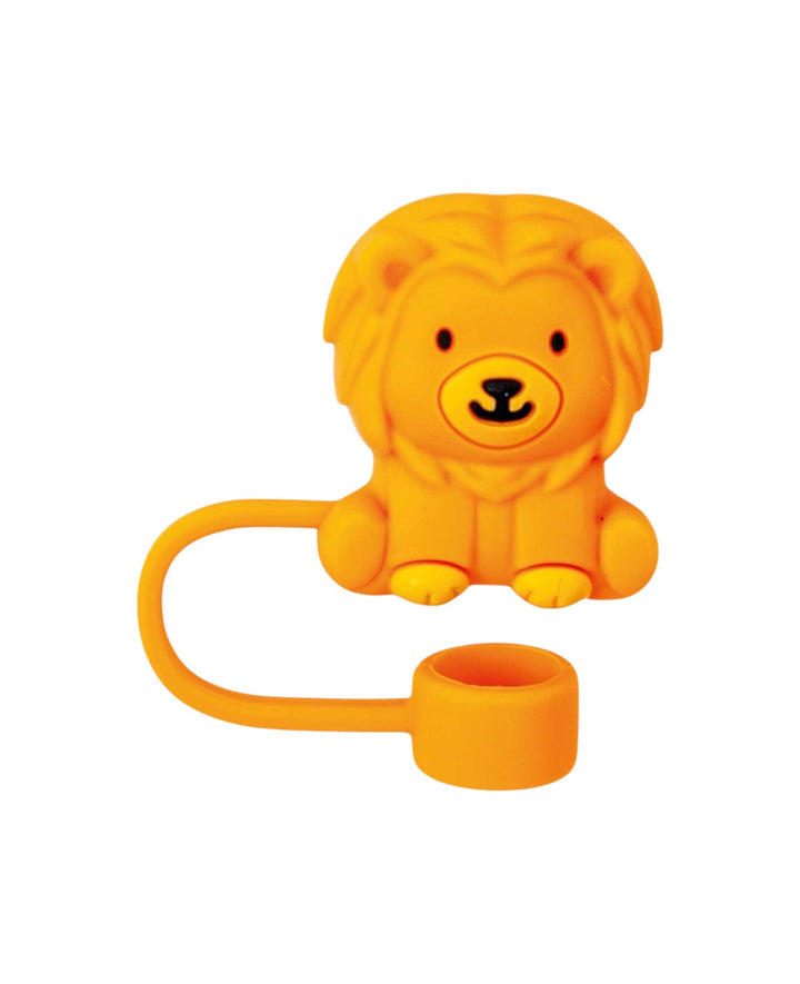 Silicone Straw Cover Lion - Compatible with Stanley Cups, Orange/Black