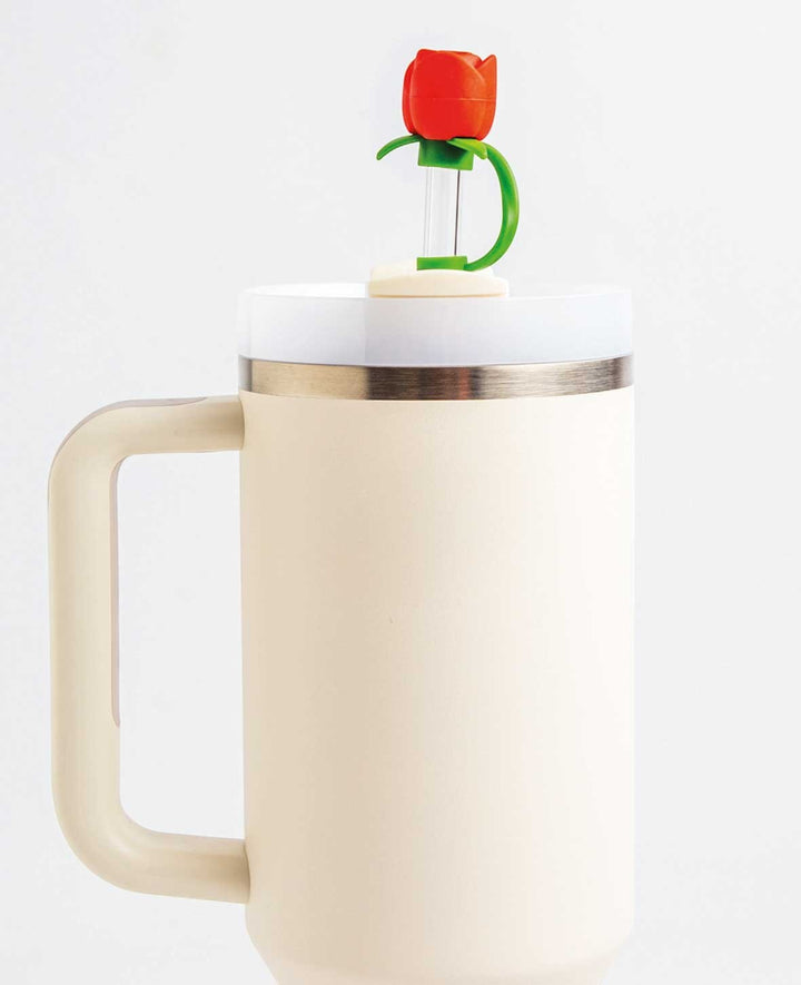 Silicone Straw Cover Rose – Compatible with Stanley Tumblers, Red/Green