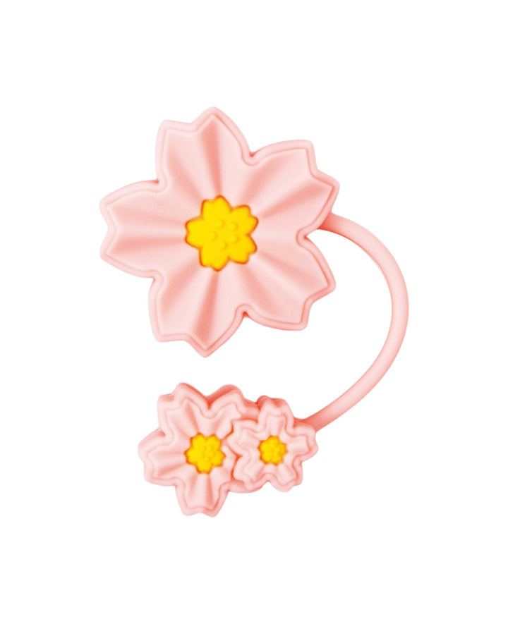 Silicone Straw Cover Flower Pink – Compatible with Stanley Tumblers, Pink/Yellow