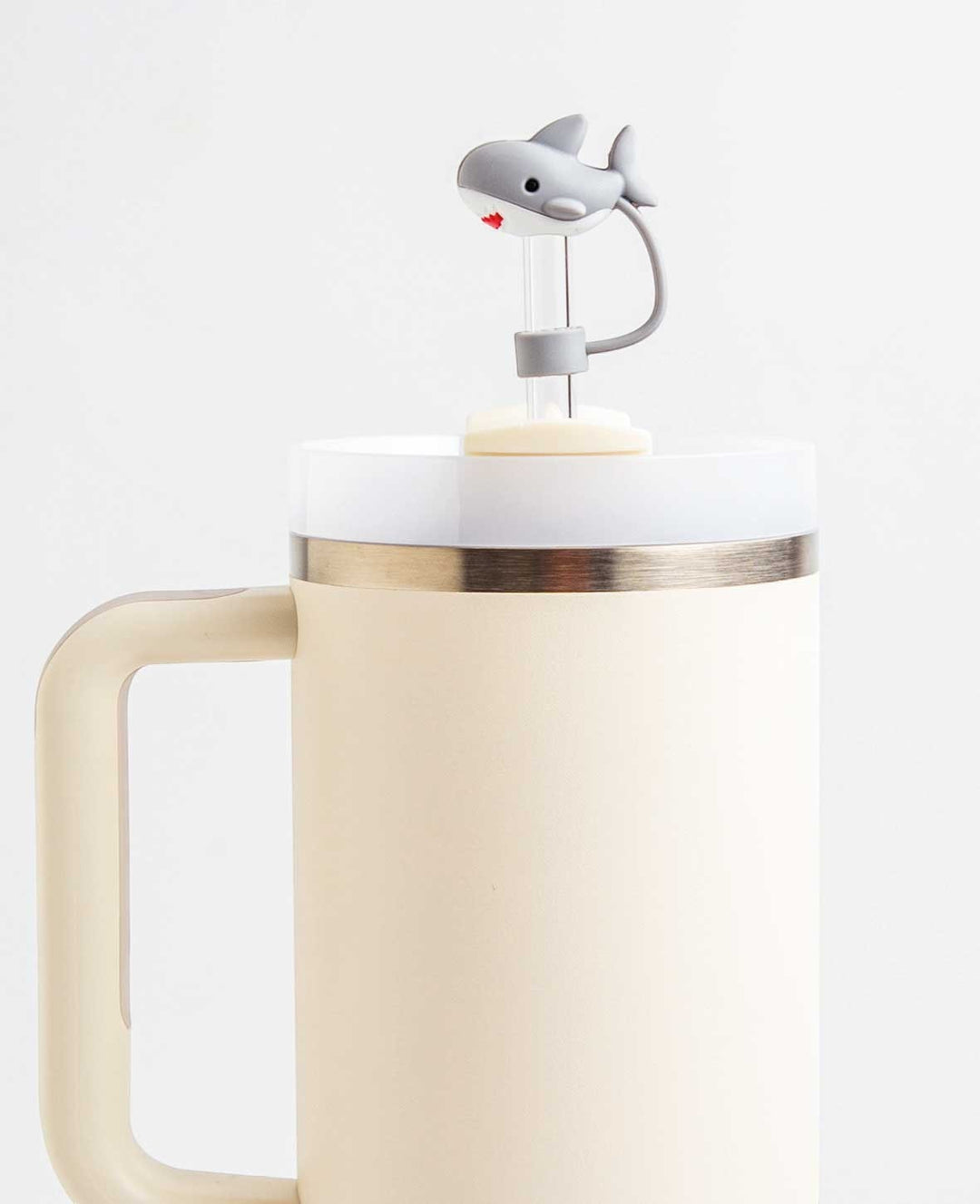 Silicone Straw Cover Shark - Compatible with Stanley Cups, Grey, White, Red