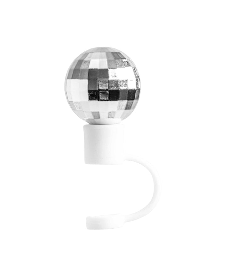 Silicone Straw Cover Disco Ball – Compatible with Stanley Cups, Silver/White