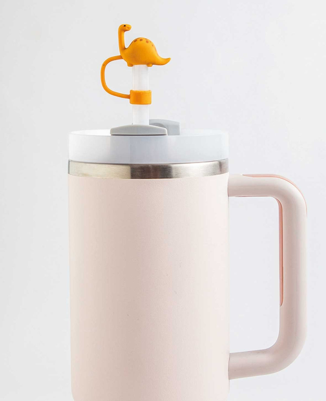 Silicone Straw Cover Dinosaur – Compatible with Stanley Tumblers, Light Brown/Dark Brown