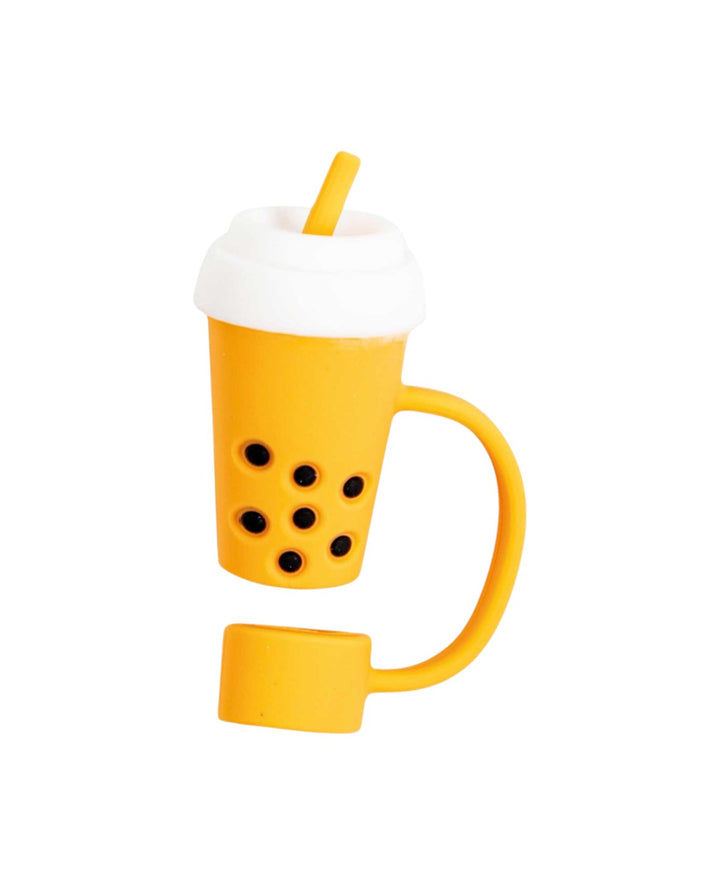 Silicone Straw Cover Coffee – Compatible with Stanley Tumblers, Apricot/White/Black