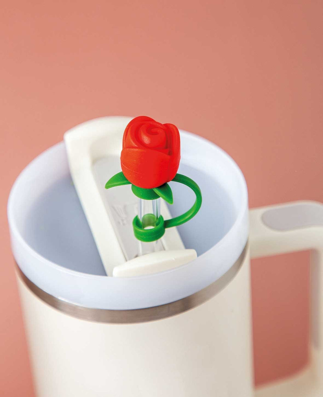 Silicone Straw Cover Rose – Compatible with Stanley Tumblers, Red/Green