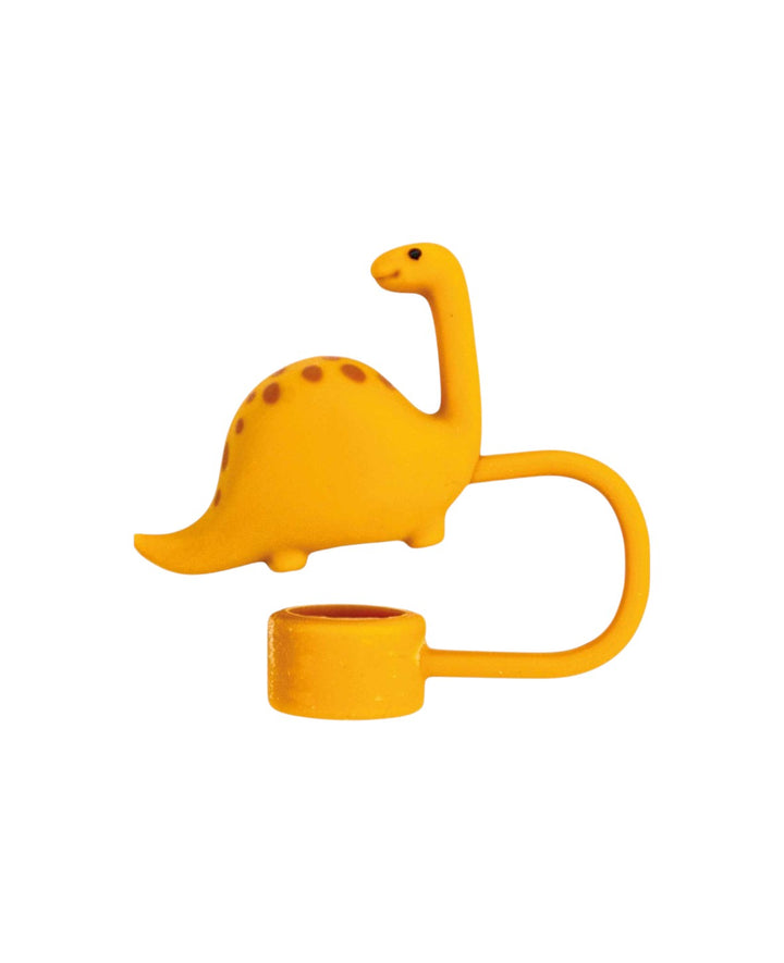 Silicone Straw Cover Dinosaur – Compatible with Stanley Tumblers, Light Brown/Dark Brown