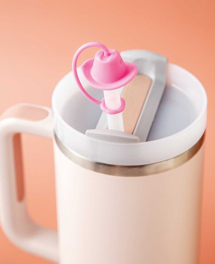 Silicone Straw Cover Cap Pink – Compatible with Stanley Tumblers, Pink