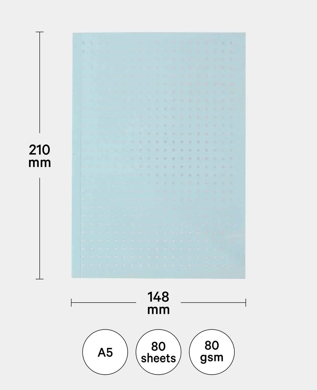 Carnet, A5, à feuilles quadrillées, bleu clair, 80 feuilles