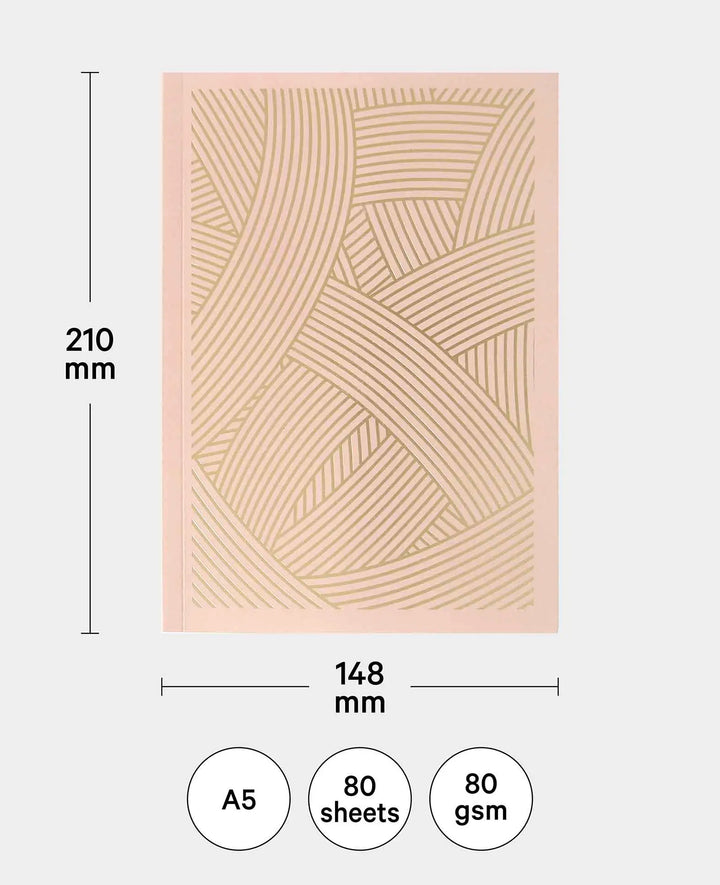 Notebook, A5, with squared pages, Old Rose, 80 sheets