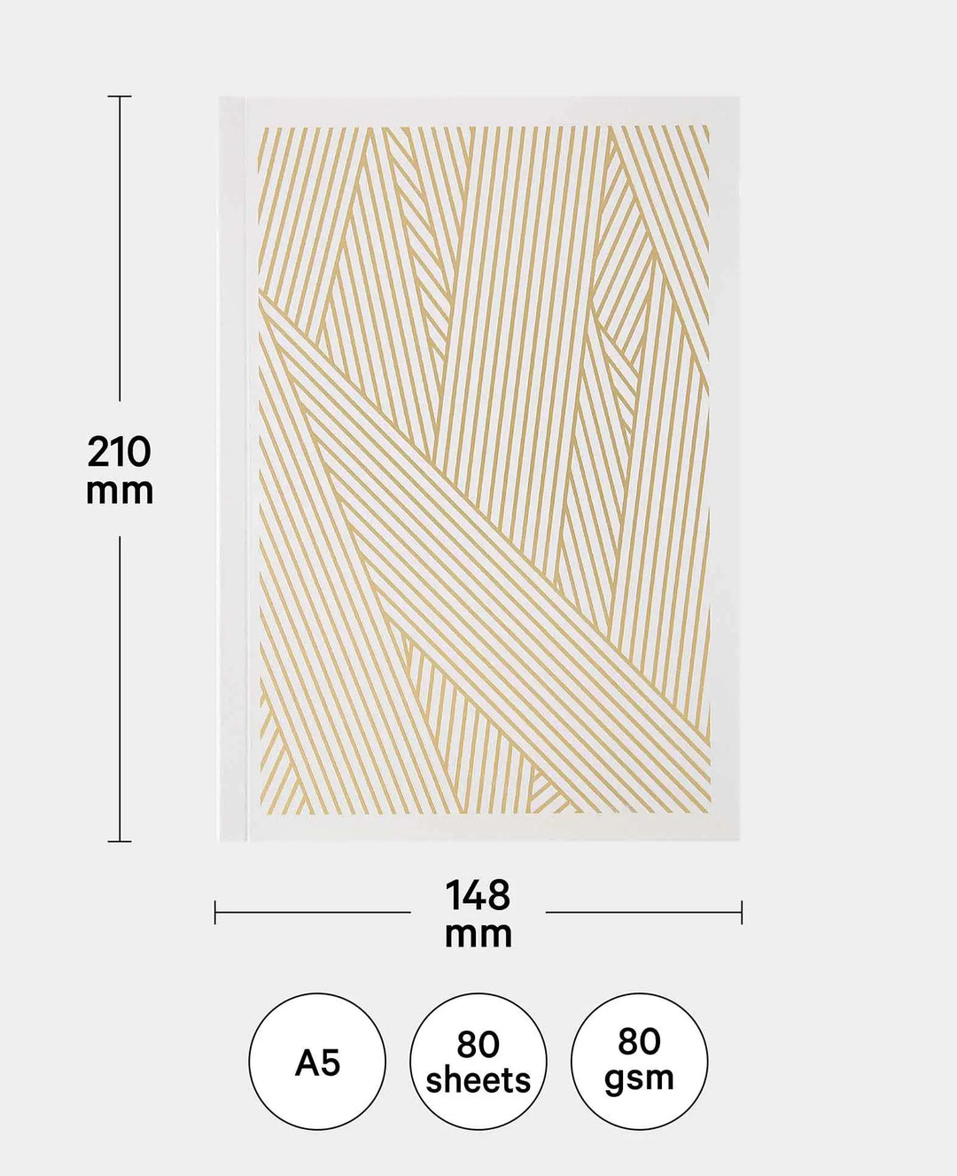 Notebook, A5, mit karierten Blättern, Grau, 80 Blatt
