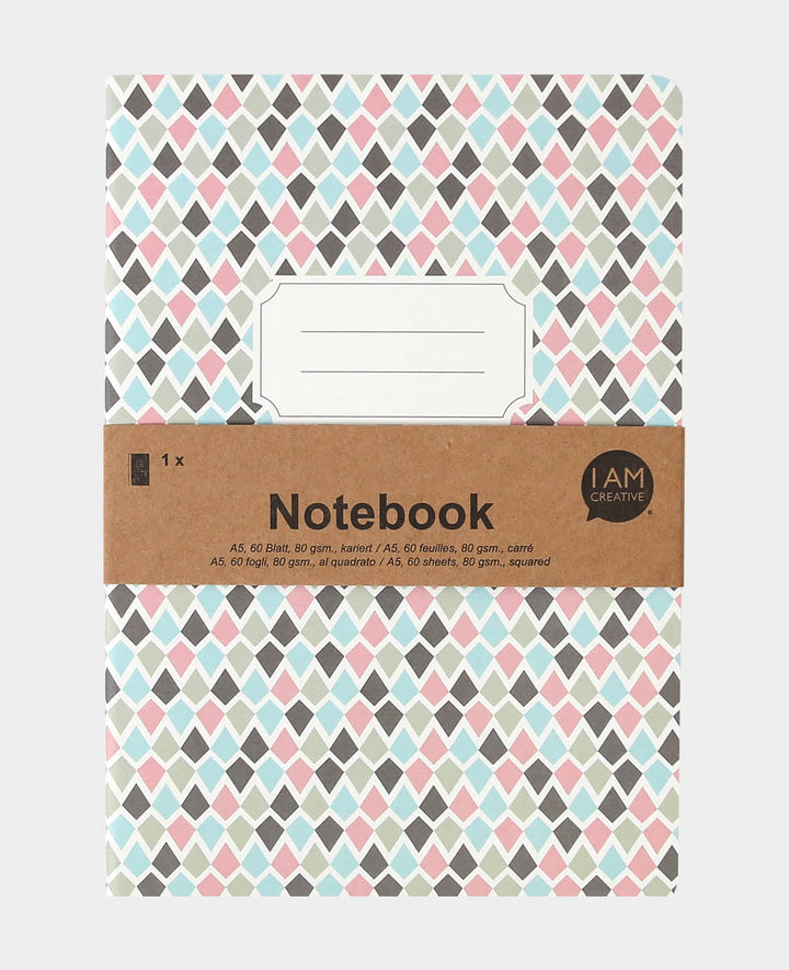 Notebook, A5, with checkered pages, Colorful, 60 sheets