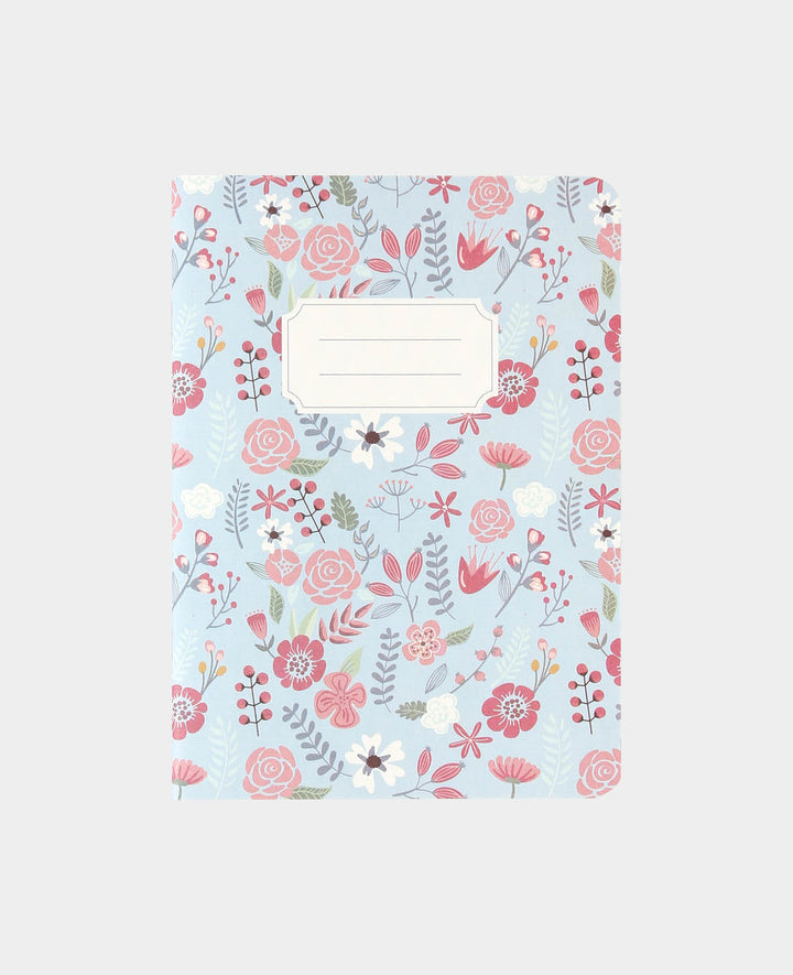 Flower Notebook, A6, with squared pages, light blue, 60 sheets