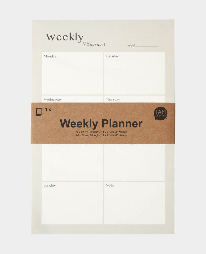 Weekly Planner Green, Weekly Planner Paper Pad with Extra Field for Notes and Detachable Sheets, 14 x 21 cm, 80 Sheets