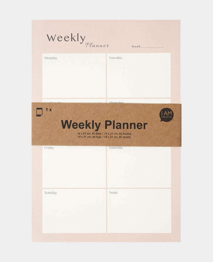 Carnet de planification hebdomadaire rose, bloc-notes de planification hebdomadaire avec champ supplémentaire pour les notes et feuilles détachables, 14 x 21 cm, 80 feuilles