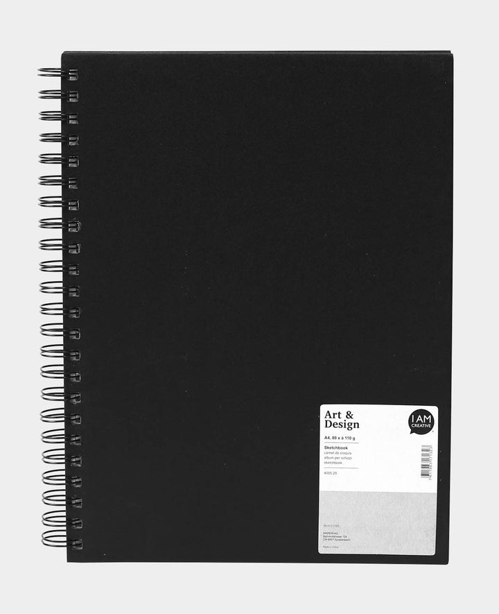 Sketchbook, A4, with white pages, Black, 80 sheets