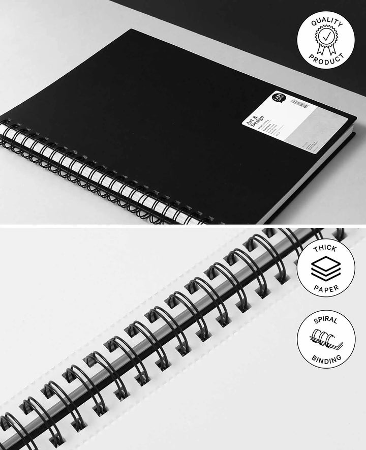 Sketchbook, A4, with white pages, Black, 80 sheets