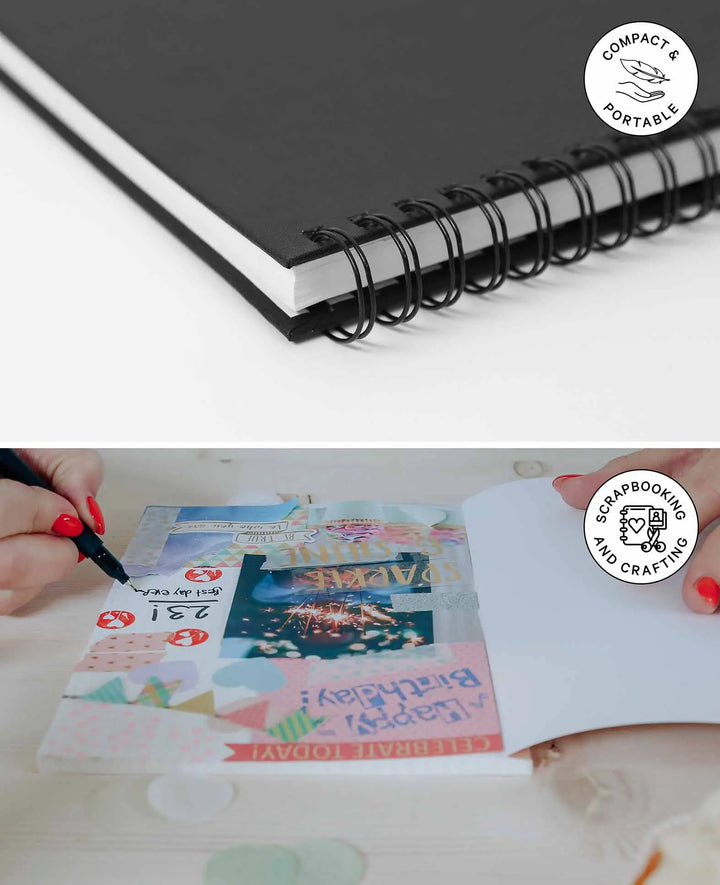 Sketchbook, A4, with white pages, Black, 80 sheets