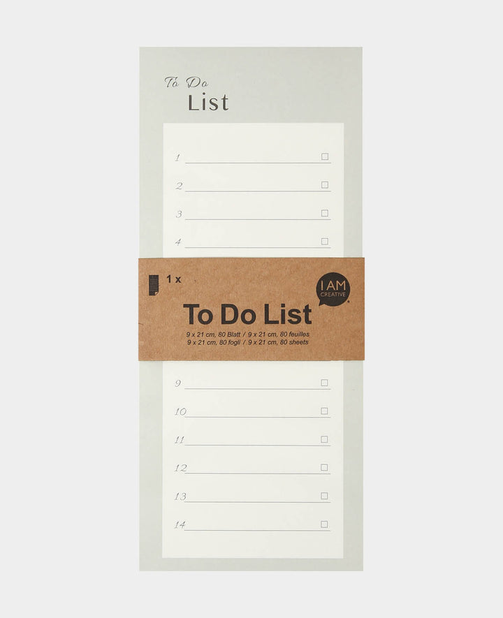Green To Do List, Notepad with numbered task list and extra checkbox, removable sheets, 9 x 21 cm, 80 sheets