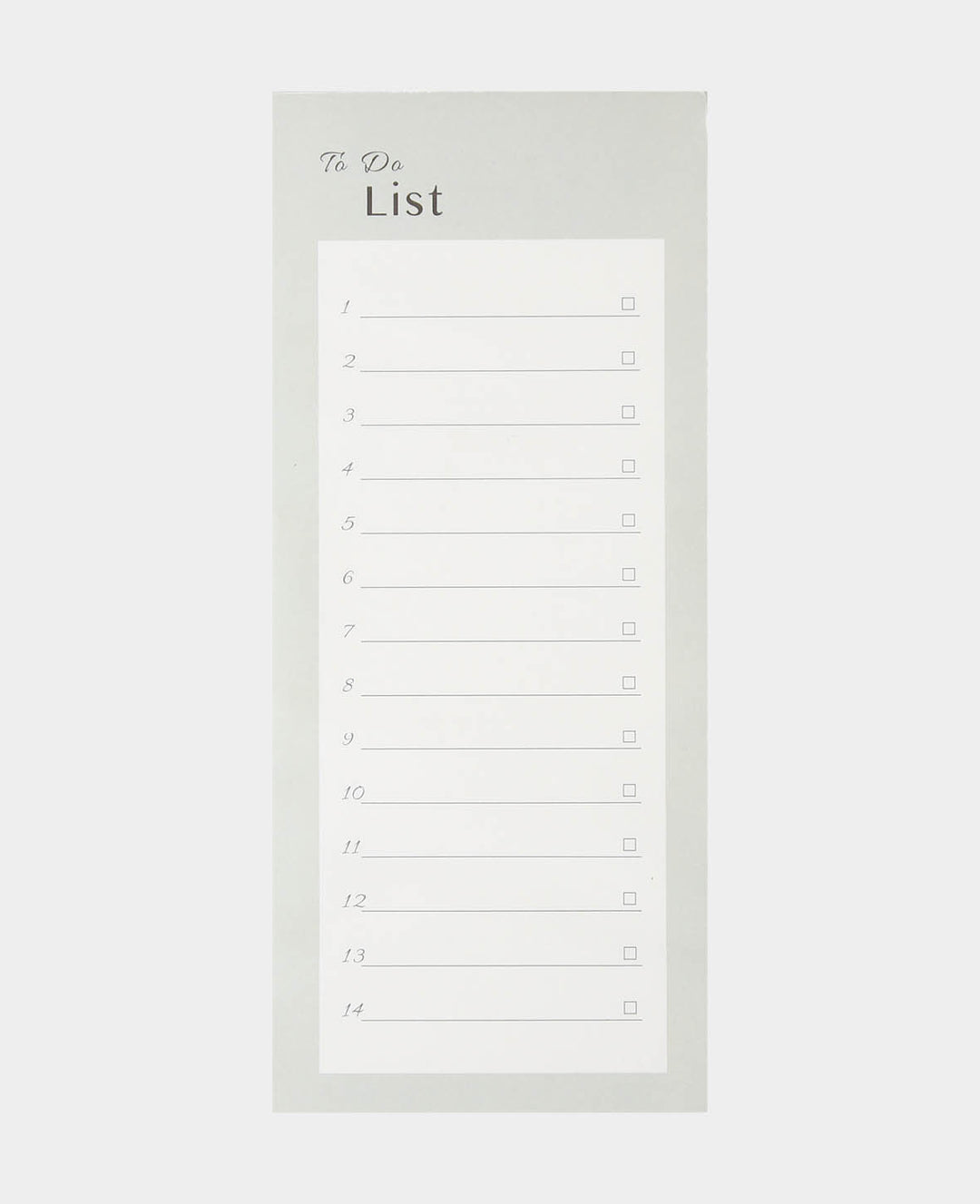 Green To Do List, Notepad with numbered task list and extra checkbox, removable sheets, 9 x 21 cm, 80 sheets