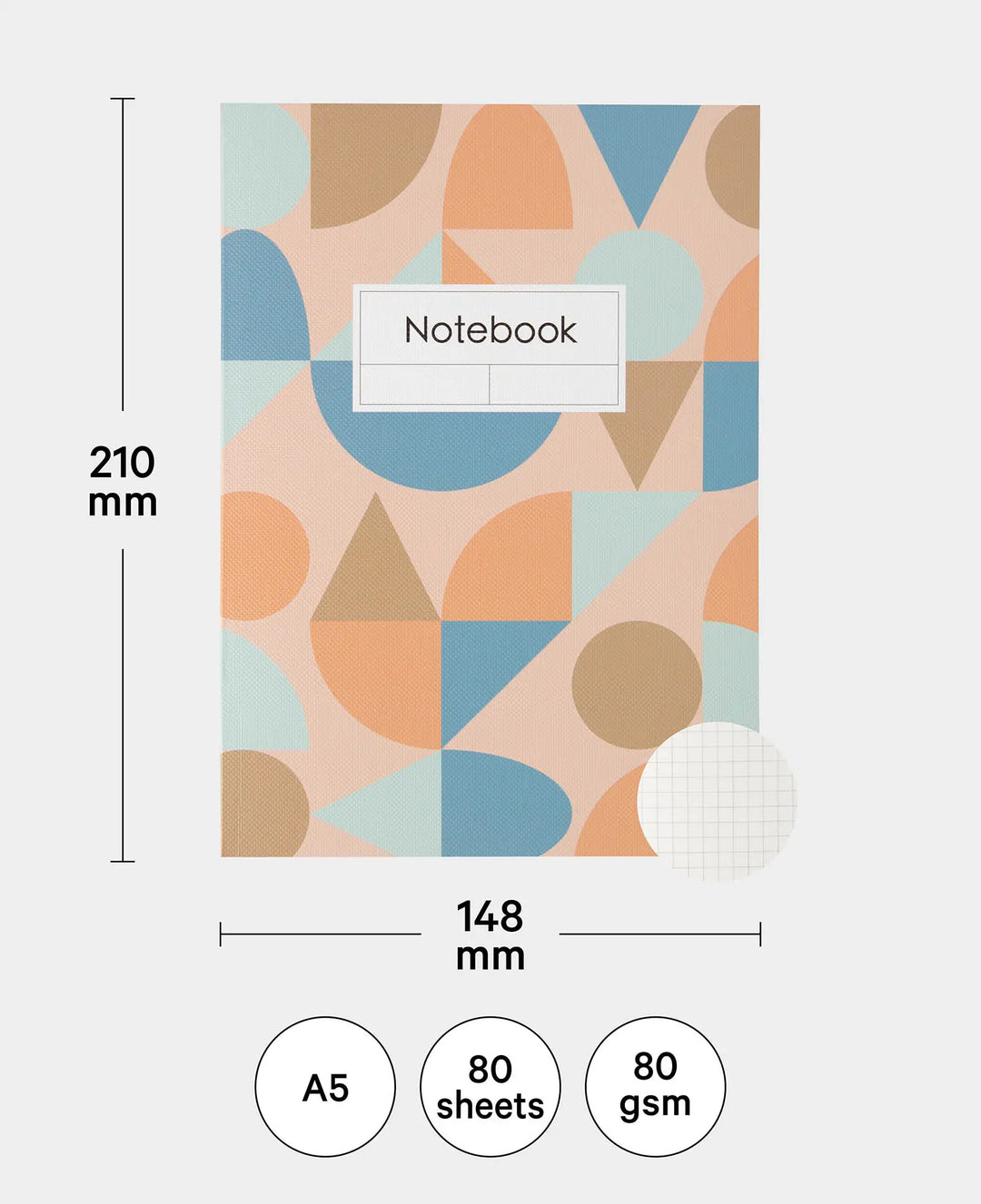 Carnet de notes, A5, feuilles quadrillées, rose, 80 g/m², 148 x 210 mm, 80 feuilles