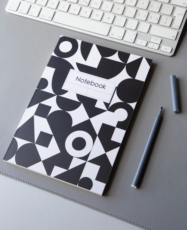 Carnet de notes, A5, quadrillé, noir/blanc, 80 g/m², 148 x 210 mm, 80 feuilles