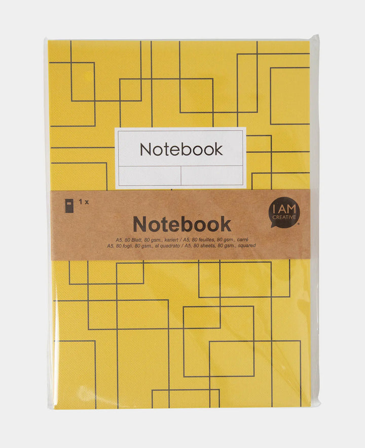 Notebook, A5, Squared Notebook, yellow, 80 gsm, 148 x 210 mm, 80 sheets
