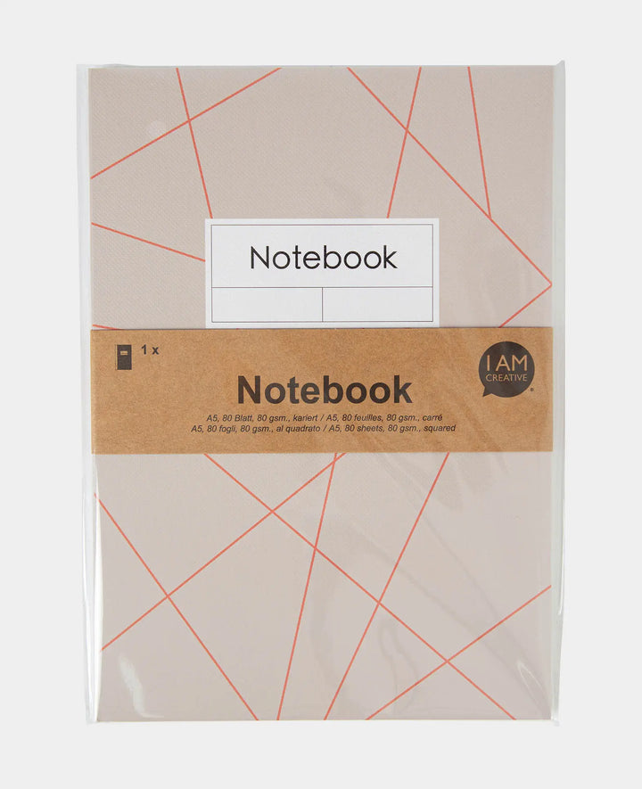 Notebook, A5, Squared Notebook, grey/red, 80 gsm, 148 x 210 mm, 80 sheets