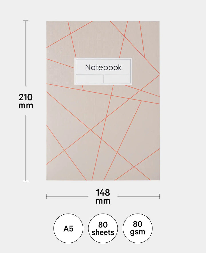 Notebook, A5, Squared Notebook, grey/red, 80 gsm, 148 x 210 mm, 80 sheets