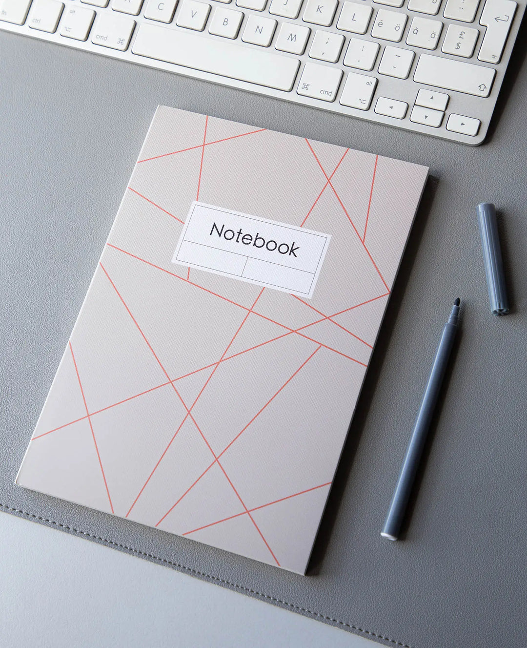 Notebook, A5, Squared Notebook, grey/red, 80 gsm, 148 x 210 mm, 80 sheets