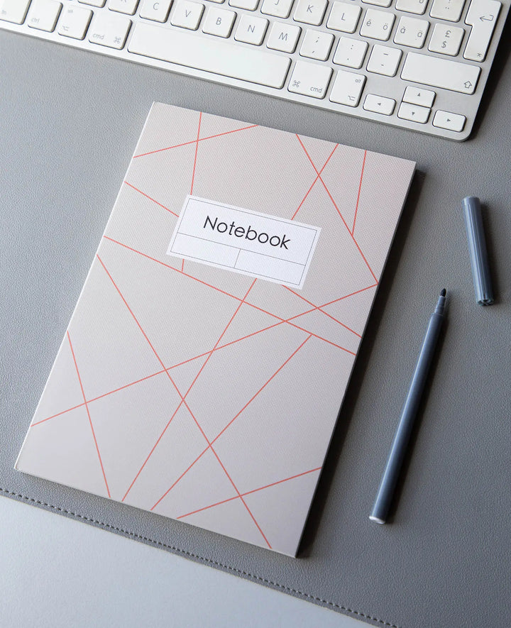 Notebook, A5, Squared Notebook, grey/red, 80 gsm, 148 x 210 mm, 80 sheets