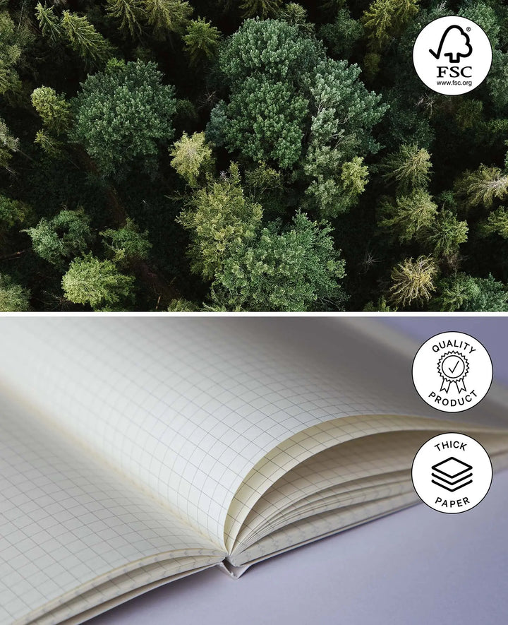 Notebook, A5, Squared Notebook, grey/red, 80 gsm, 148 x 210 mm, 80 sheets