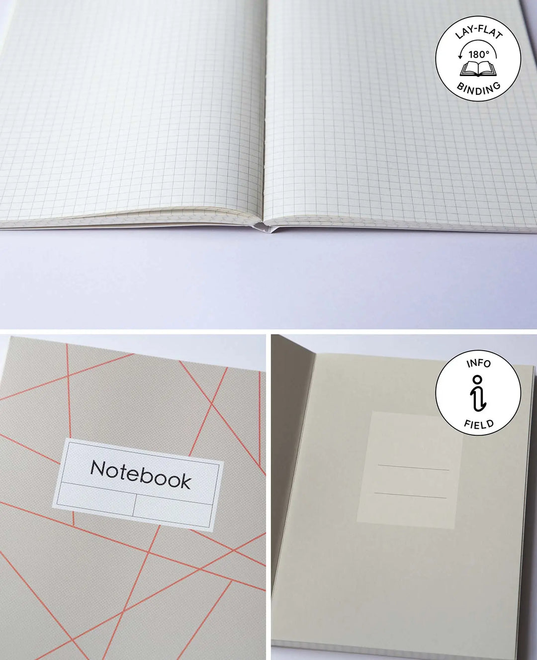 Notebook, A5, Squared Notebook, grey/red, 80 gsm, 148 x 210 mm, 80 sheets