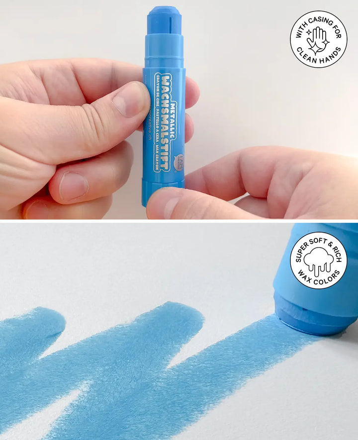 Metallic Wax Crayons, 1 Set with 6 Colours