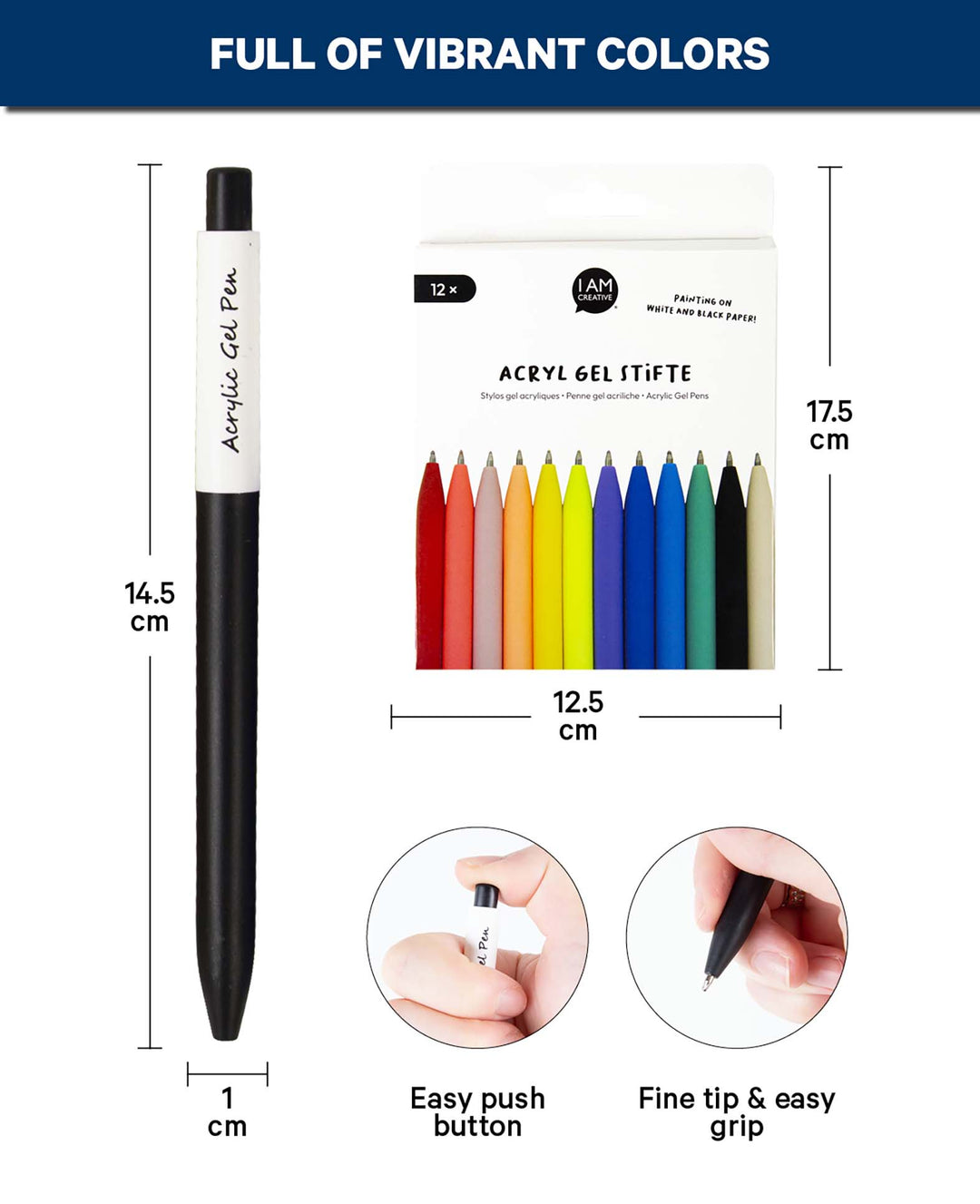 Acryl Gel Stifte für helle und dunkle Papiere