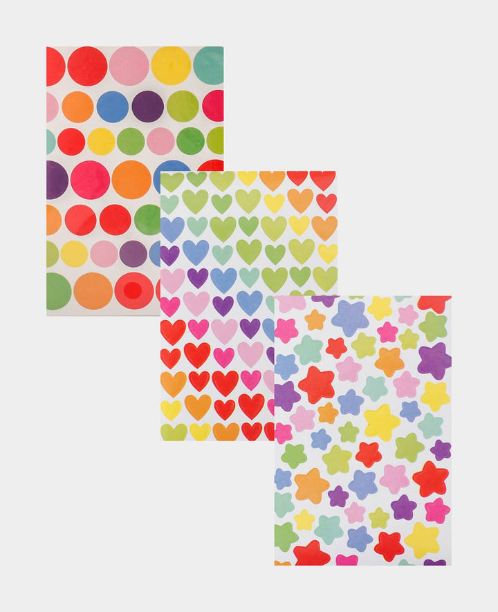 Sticker Kreis, Herz &amp; Stern, Bunt, 10 x 17 cm, 30 Blatt