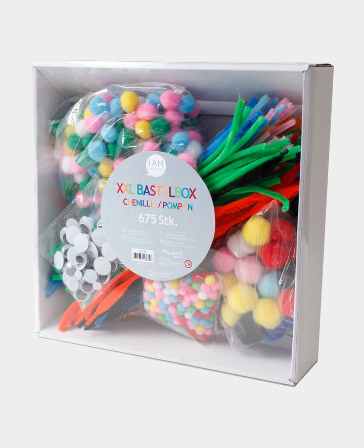 XXL Craft Box Chenille Stems, Pom-poms &amp; Googly Eyes, 675 pcs.